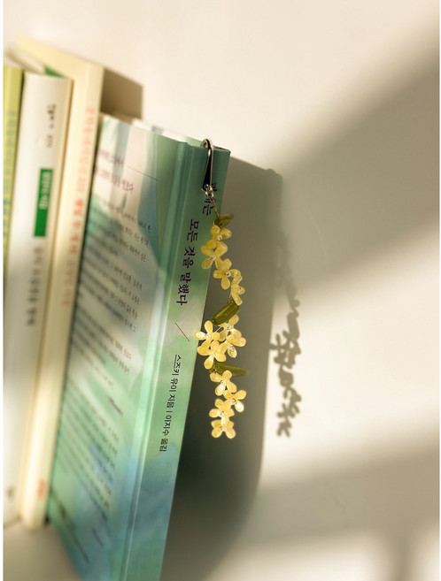엘에떼 개나리꽃 비즈 책갈피 북마크 독서용품 끈갈피 꽃갈피, 1개, ver2/실버