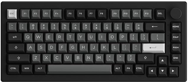 Akko 5075B 플러스 기계식 키보드 75% RGB 핫스왑 가능 크리미 키보드 노브 블랙 앤 실버 테마 PBT 더블 샷 ASA 프로필 키캡 V3 블루 프로 스위치 포함, V3 Creamy Blue Pro, Horizon, 1개
