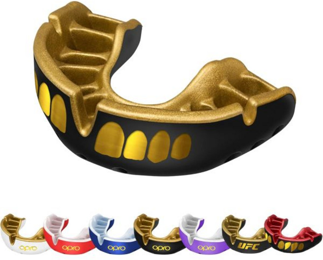 OPRO 오프로 스포츠 복싱 격투기 마우스피스 골드레벨 마우스가드, Ufc - Black/Gold, Adult (Age 10+), 1개