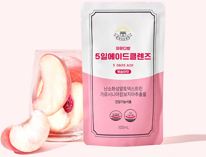 자유다방 5일에이드클렌즈 복숭아맛, 5개, 100ml