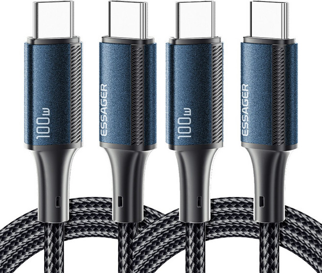 Essager E Marker 칩 PD 100W C to C타입 초고속 충전 케이블 2개입, 블루, 2개, 1m