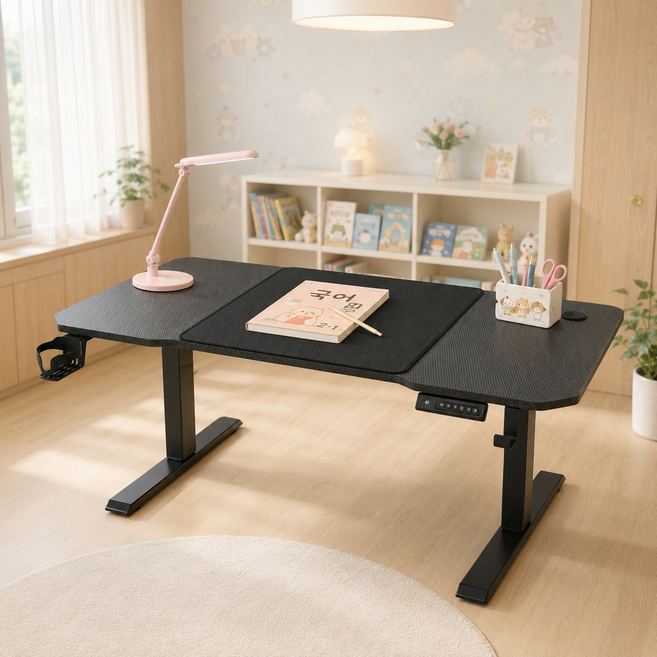 모션데스크 전동 높이 조절 좌식 책상 게이밍 데스크 47cm~72cm 조절 가능, 블랙