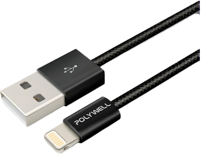 POLYWELL PD編織充電線 Type-C to Lightning, 1個, 50cm, USB to L 充電線【黑色】