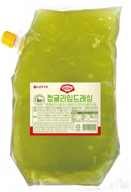 롯데웰푸드 델가 청귤라임 드레싱 업소용 대용량 2kg, 6개