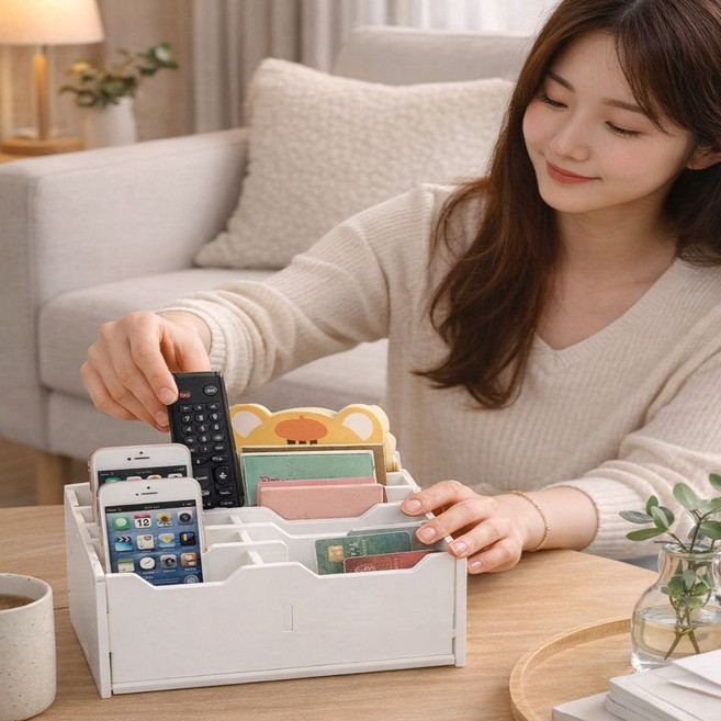 살림널스정량 핸드폰 휴대폰 스마트폰 정리함 가정 회사 학교용, 1개, 화이트