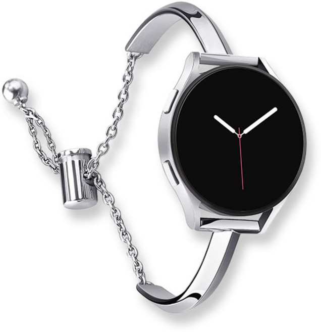 케바케 갤럭시워치 메탈 스트랩 밴드 원터치 슬림 시계줄, 실버, 1개