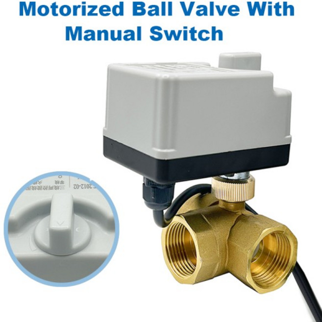 1/2 "3/4" 수동 스위치가있는 전기 볼 밸브 AC220V 3 방향 T/L 형, 01 L Type, 04 110VAC, 05 1-1/2"