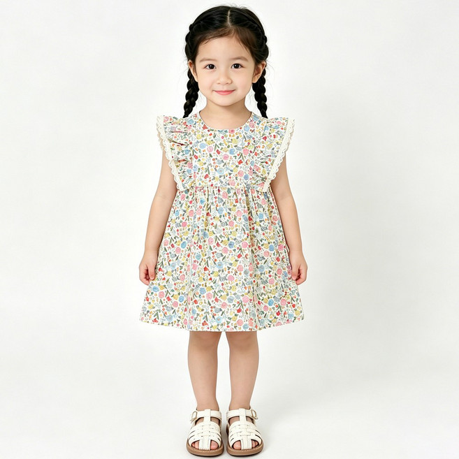 투에그 여아용 민소매 플라워 여름 원피스