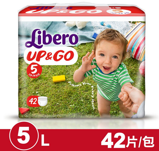 Libero UP&GO 嬰兒紙尿褲 尺寸5 10-14公斤 42片, 10-14kg/L