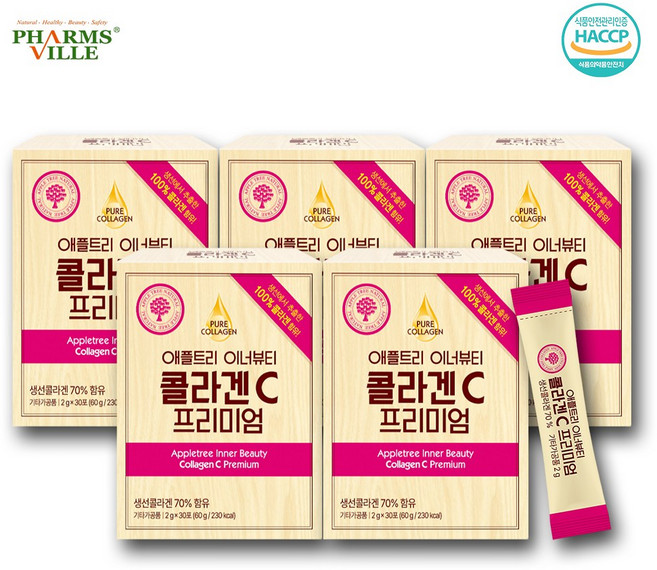 애플트리 이너뷰티 콜라겐C 프리미엄 30포 100% 어린콜라겐 콜라겐과 비타민C 만남, 30회분, 5박스