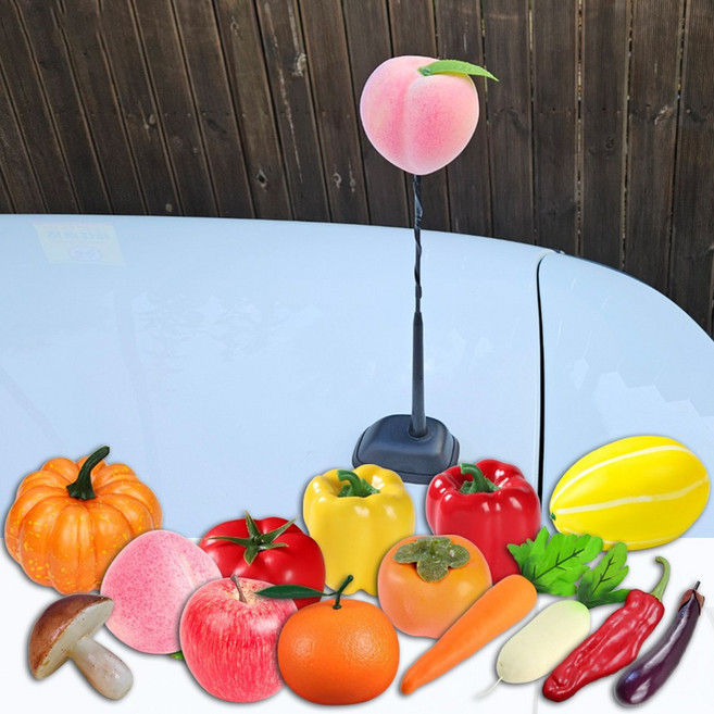 [굿-퀄] 차량용 야채 채소 과일 안테나볼, 복숭아