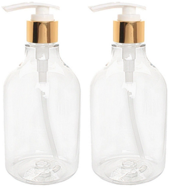 병도매닷컴 투명 디스펜서 골드캡 DN 650, 용기(투명), 캡(골드), 2개