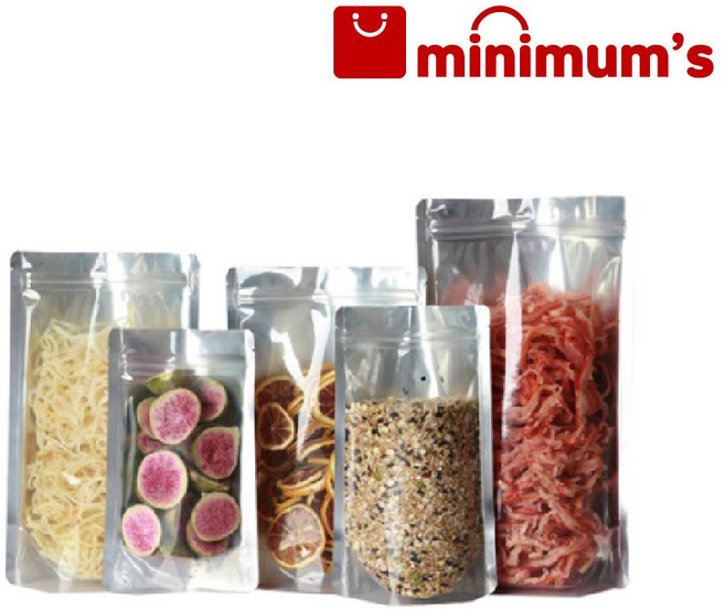 미니멈즈 지퍼 스탠드 투명 은박 전투후은 지퍼백 소분 봉투 150x220mm 100매, 1개, 100개입