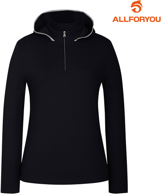 [올포유] 여성 미니 후드 골지 반집업 티셔츠 AWTHM2381-915