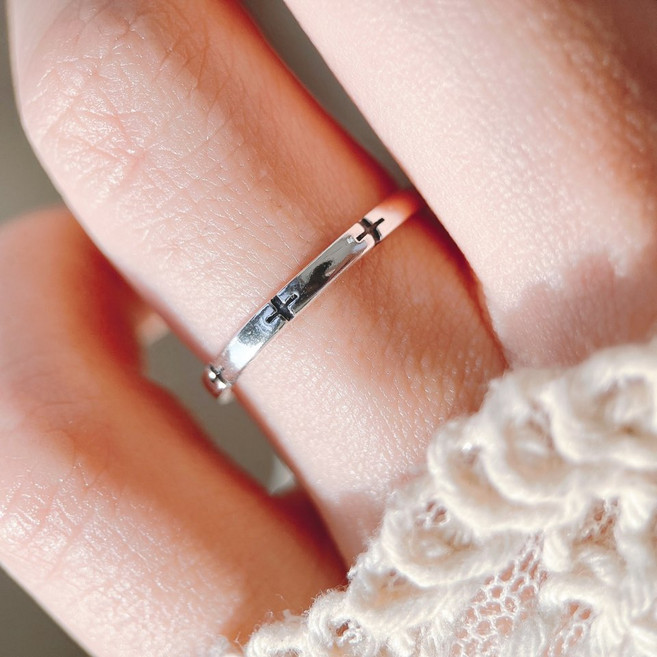 실버 925 남성 여성 남녀공용 십자가 묵주 순은 커플 은반지