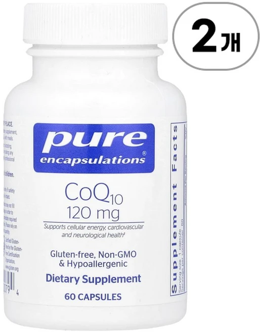 퓨어 인캡슐레이션 코큐텐 120mg Pure Encapsulations CoQ10 120 mg 60정, 2개 - 쿠팡