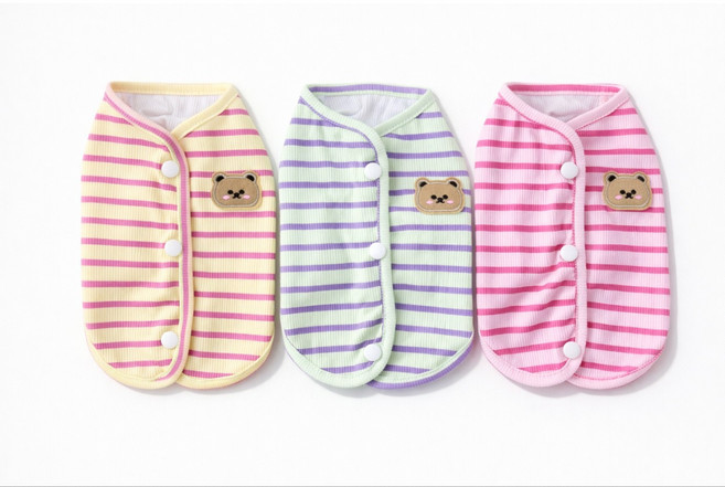 코코스튜디오 반려동물 코코 냉감 베어 스트라이트 조끼, 1개, 옐로우