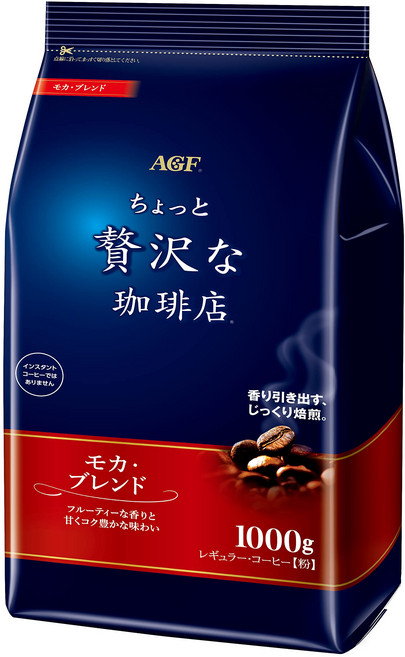 AGF 조금 호화스러운 커피 숍 레귤러 커피 모카 블렌드 커피 가루 1kg x 1, 1, 1개