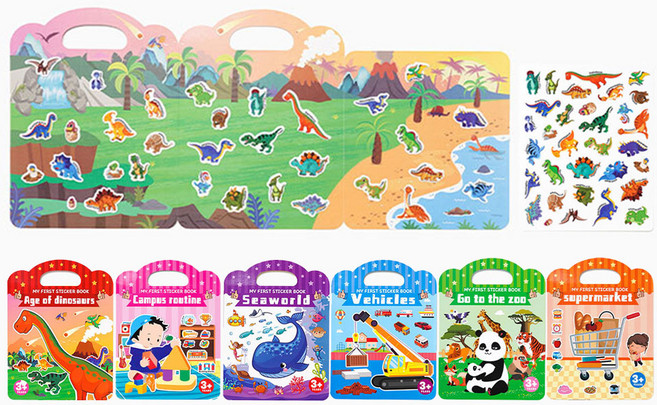 바이오로드 배경판이 있는 가방 스티커북 6종 학습 놀이북 어린이 초등 꾸미기 놀이 학교 미술 수업, <이동수단>, 1개, 없음