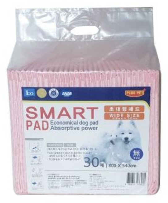 스마트패드 초대형30매(80cmX54cm)/애견방수패드/개패드/대형애견패드/대형견패드/애완견배변패드/배변패드, 스마트패드 초대형30매(80cmX54cm)/애견방수패드, 1개, 30개