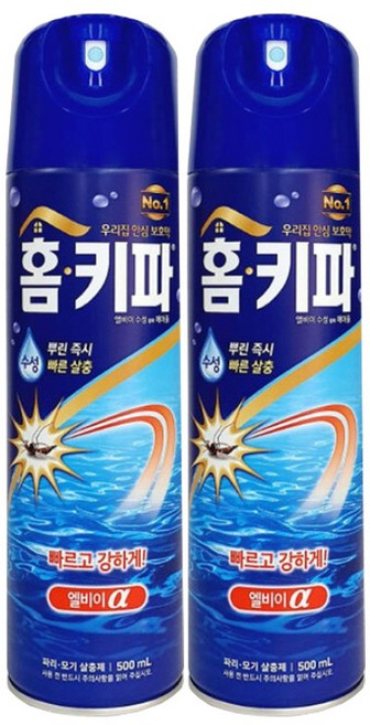 홈키파 엘비이 알파 수성 뉴에어로솔 살충제 500ml, 2개