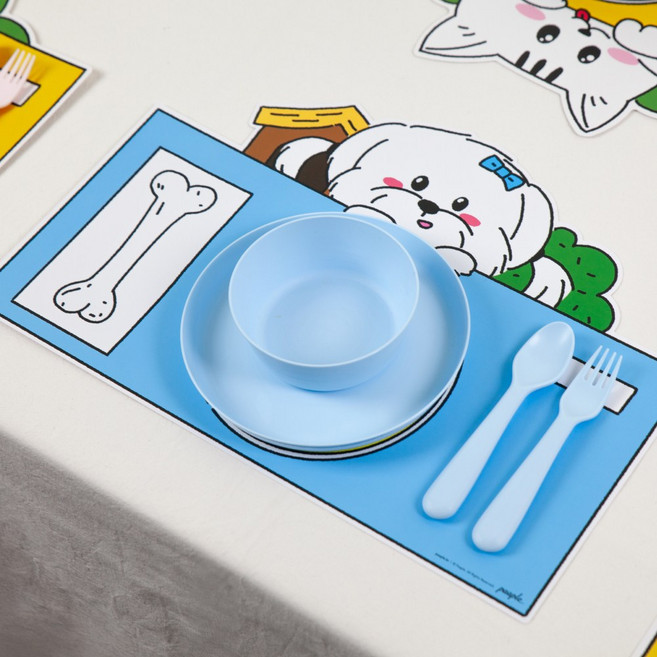 어린이 파티 테이블매트 고급 코팅종이, 10개, 43cm, 강아지