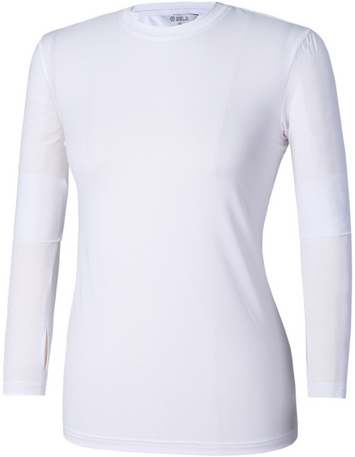 [투엘라] 여성 냉감 라운드 긴팔 티셔츠_핑거홀 메쉬 스판 아이스퀸