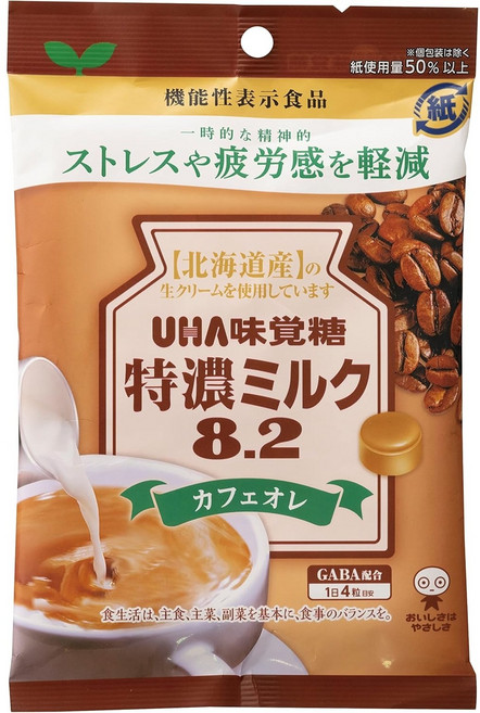 UHA Mikakuto 특농 밀크 8.2 고농축 카페 오레 캔디, 6개, 93g