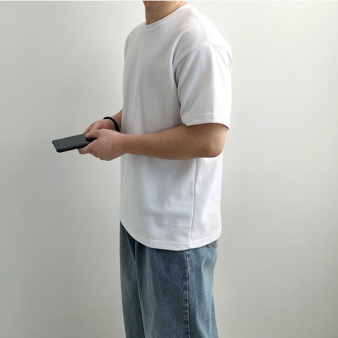 [국내제작] 리얼타임 / 두꺼운 반팔티 안비치는흰티 오버핏 10수