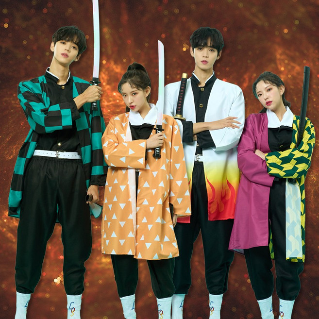 귀멸의칼날 가운 탄지로 젠이츠 쿄쥬로 기유 코스프레 할로윈 의상 졸사컨셉 반티