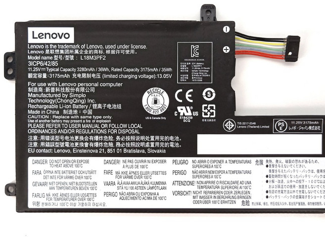 Lenovo L18M3PF2 筆記型電腦電池, 1個, L18M3PF2電池-保固一年