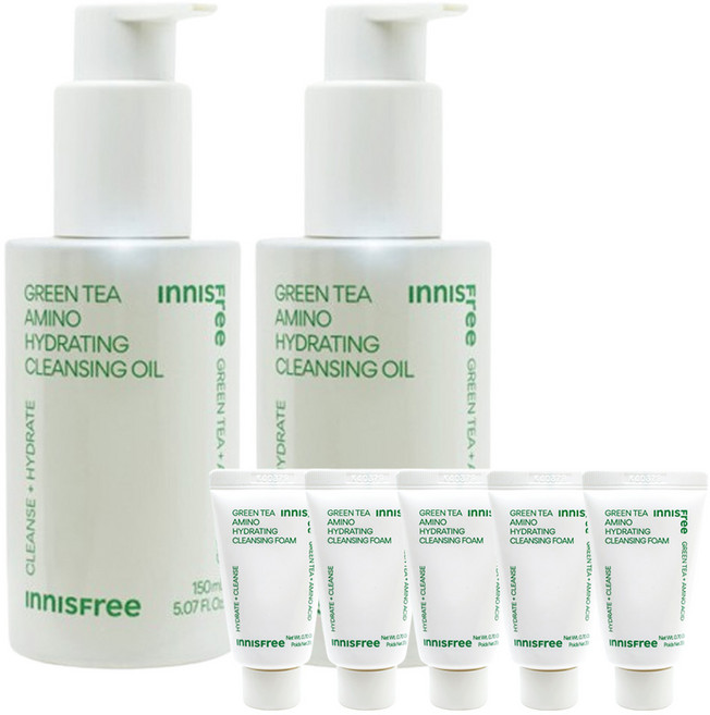 이니스프리 그린티 아미노 수분 클렌징 오일(150ml) 2개+그린티폼 20gx5개, 2개, 150ml