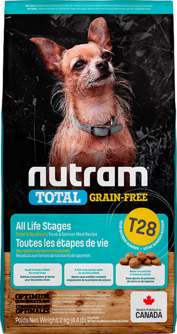 紐頓 Nutram 無穀全能系列 T28 鮭魚+鱒魚 挑嘴犬 小顆粒 狗飼料 All Life Stages Grain-Free, 1個, 5.4kg