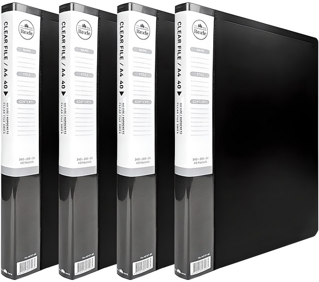 희망사무포인트 리클 클리어 파일 40매, 흑색, 4개