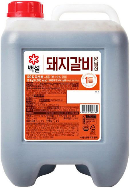 백설 돼지갈비 양념장, 10kg, 1개
