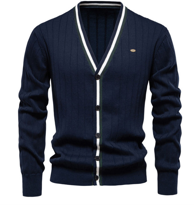 [해외배송] 스타일잇쁨 캐주얼 남성 브이넥 긴팔 스웨터 골지 니트 가디건 QST2558