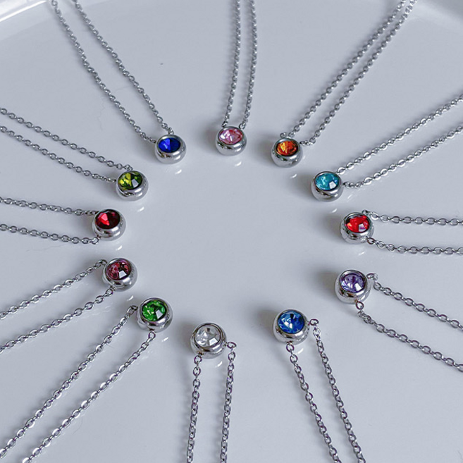 탄생석 실버 목걸이 우아한 데일리 여성 기념일 선물 여친