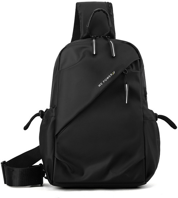ZHWH 休閒大容量防潑水單肩包 肩背包 男包 側背包 90T033, 黑色
