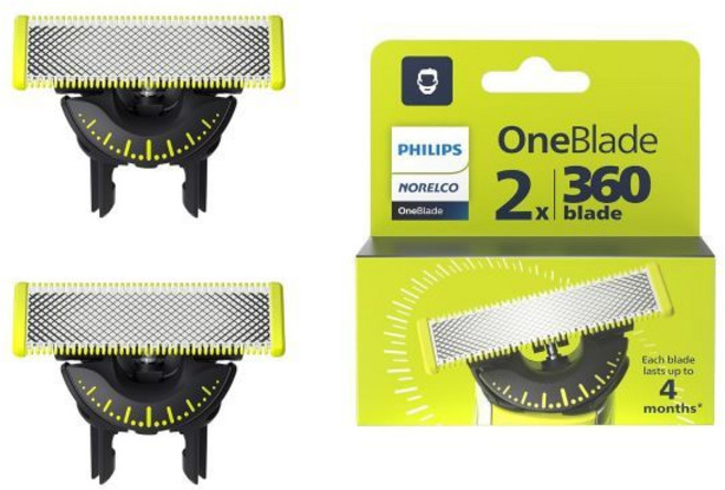 필립스 노렐코 원블레이드 360 교체용 블레이드 2개입 QP420/80, 1개, 2 Count (Pack of 1)