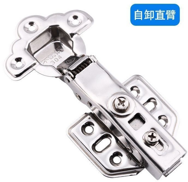 304不銹鋼 加厚2.0 中彎鉸鏈 10只裝 液壓緩沖櫥柜衣柜合頁, 1個, 十只裝2.0厚度不銹鋼梅花頭配螺絲大彎（無蓋）固定