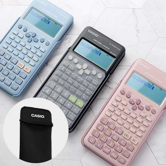 카시오 공학용 계산기 FX-570ES PLUS 2+전용 키스킨+파우치 세트, 블랙