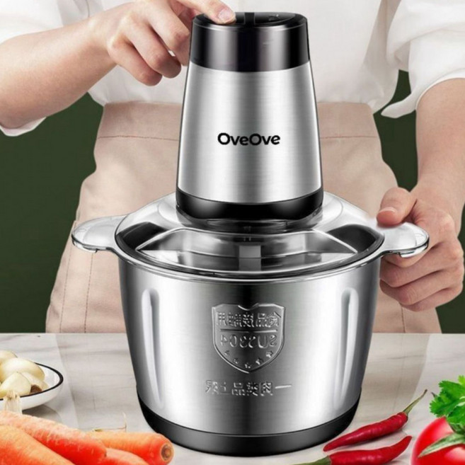 독일 전자동 전동 가정용 고기 분쇄기 스테인리스 채소 다기능 믹서기 요리, 2L 절단기 정밀 강철 칼 1개