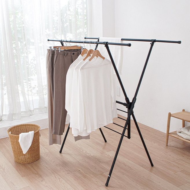 익스펜디 대형 이불 빨래건조대 튼튼한 접이식 수건 속옷 건조대, 블랙