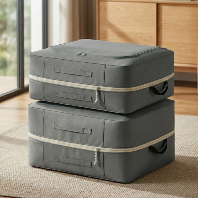 스미제작 이불 압축 파우치 압축팩 정리 보관, 2개, 그레이