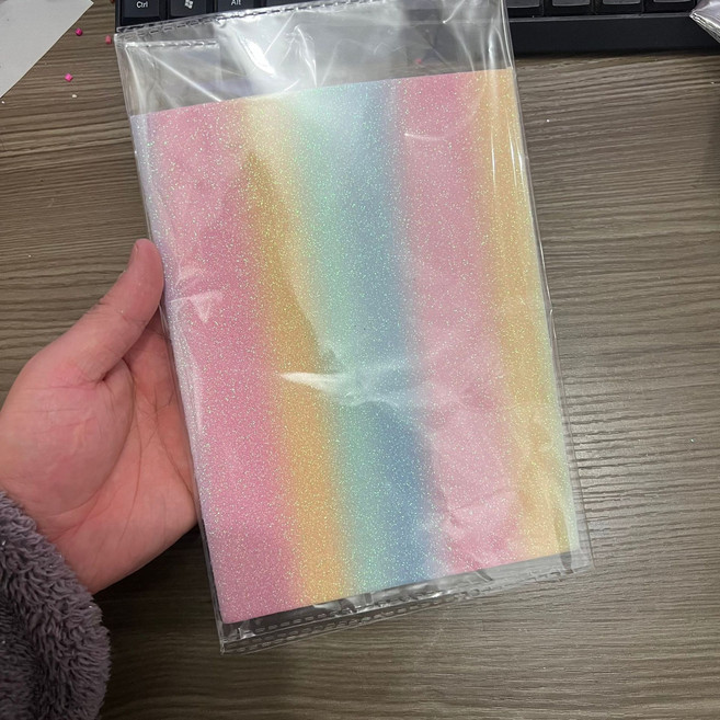 拼豆格利特布燙豆DIY彩虹漸變粗閃拼豆閃光皮革格麗特閃布粗閃, 1個, 細閃中號【20*15cm】3張袋裝:1個