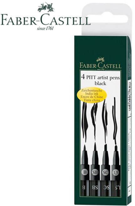파버카스텔 PITT 아티스트 펜 4입 블랙(B SB SC 1.5), 본상품선택