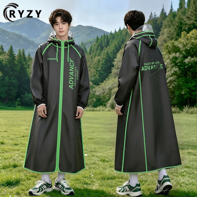 RYZY 長款連帽雨衣 男女通用防水外套 登山騎車旅行必備