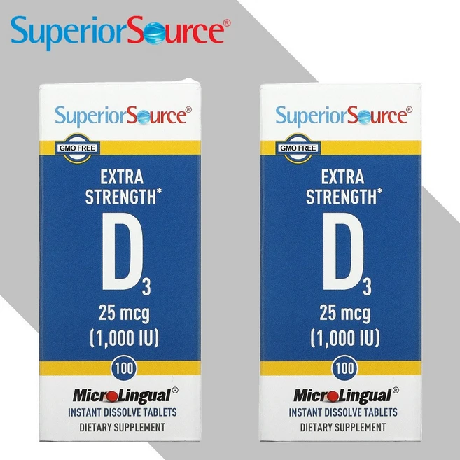 슈페리어소스 비타민D3 25mcg 1000IU 100정 혀밑 녹여먹는 2개 - 쿠팡