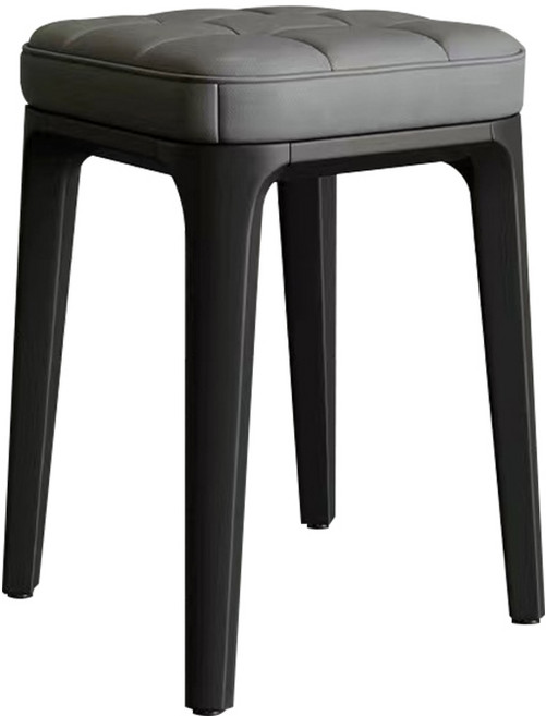 【極美家居】北歐風皮革餐椅 化妝椅 梳妝椅 麻將椅 吧檯椅 餐廳椅 電腦椅 辦公椅, 1件, 皮革方凳【灰色】耐磨耐髒/超強承重, 灰色