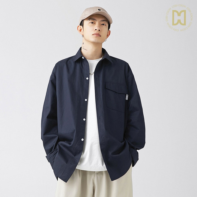 코디코치 남녀공용 인생 남방 링클프리 오버핏 옥스포드 긴팔 면 카라 셔츠